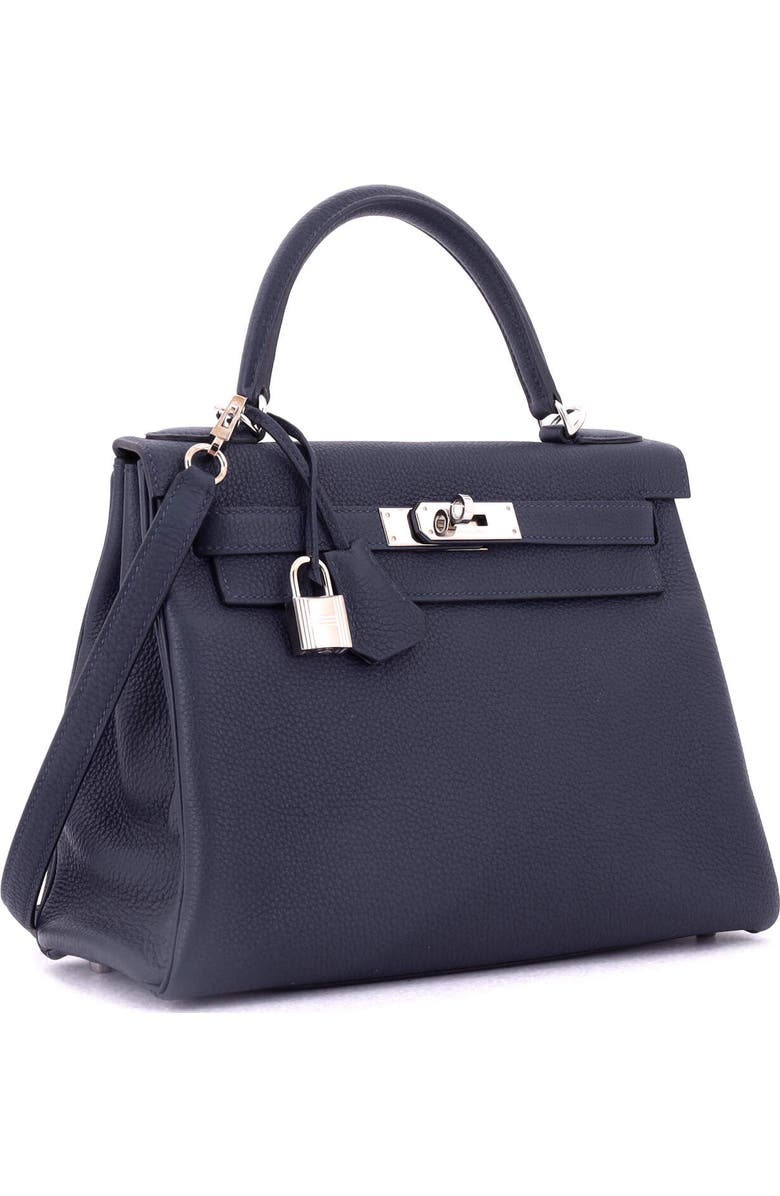 Pre-Owned Hermes Kelly Handbag Blue Togo with Palladium Hardware 28, Alternate, color, Bleu Nuit