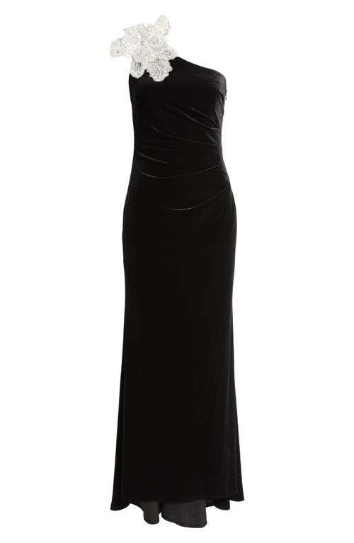 Eliza J Sequin One-shoulder Gown In Black
