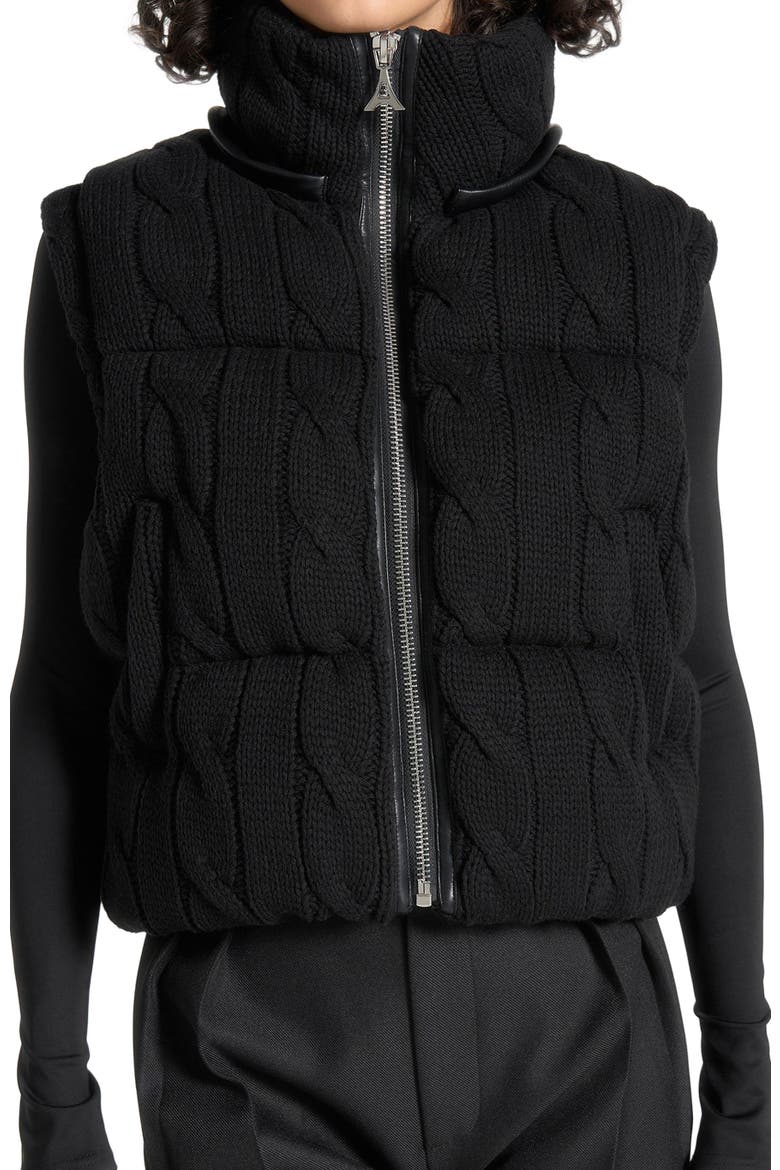 Kristina 2-in-1 Cable Knit Puffer Jacket/Gilet, Alternate, color, Black