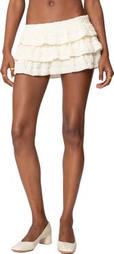 EDIKTED Margaux Tiered Ruffle Miniskort