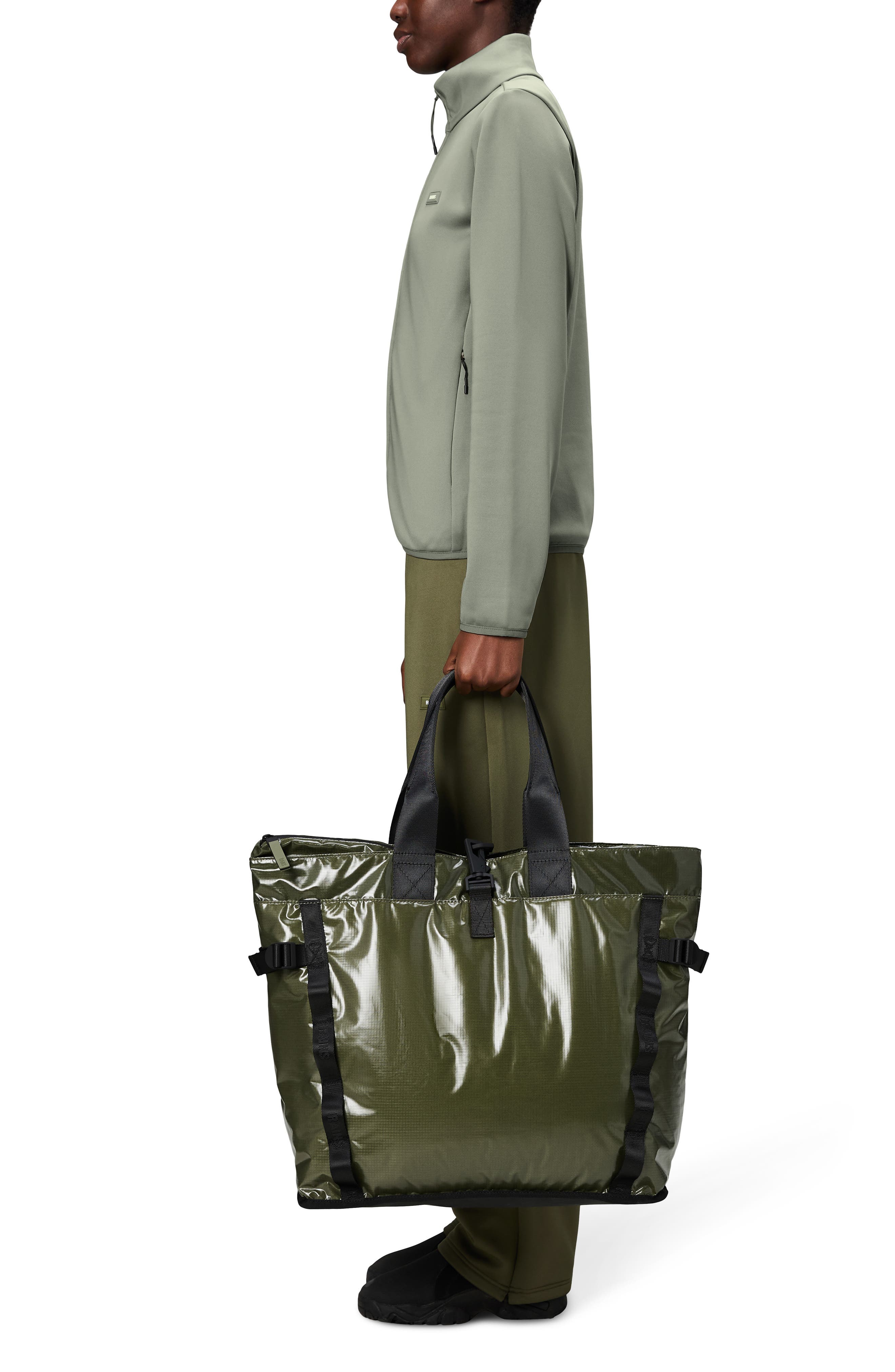 Rains Sibu Waterproof Shopper Bag, Alternate, color, Marsh