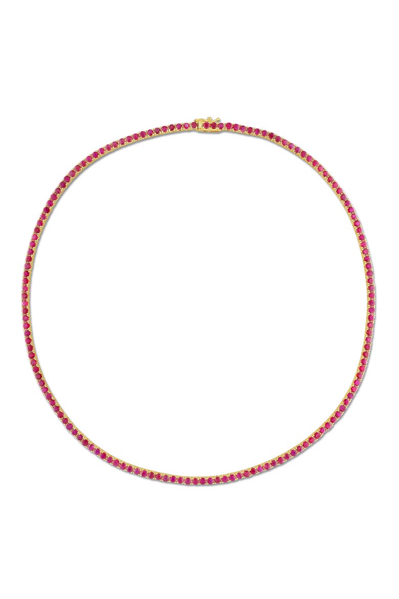 Gemstone Tennis Necklace 14k Gold, Alternate, color, Ruby