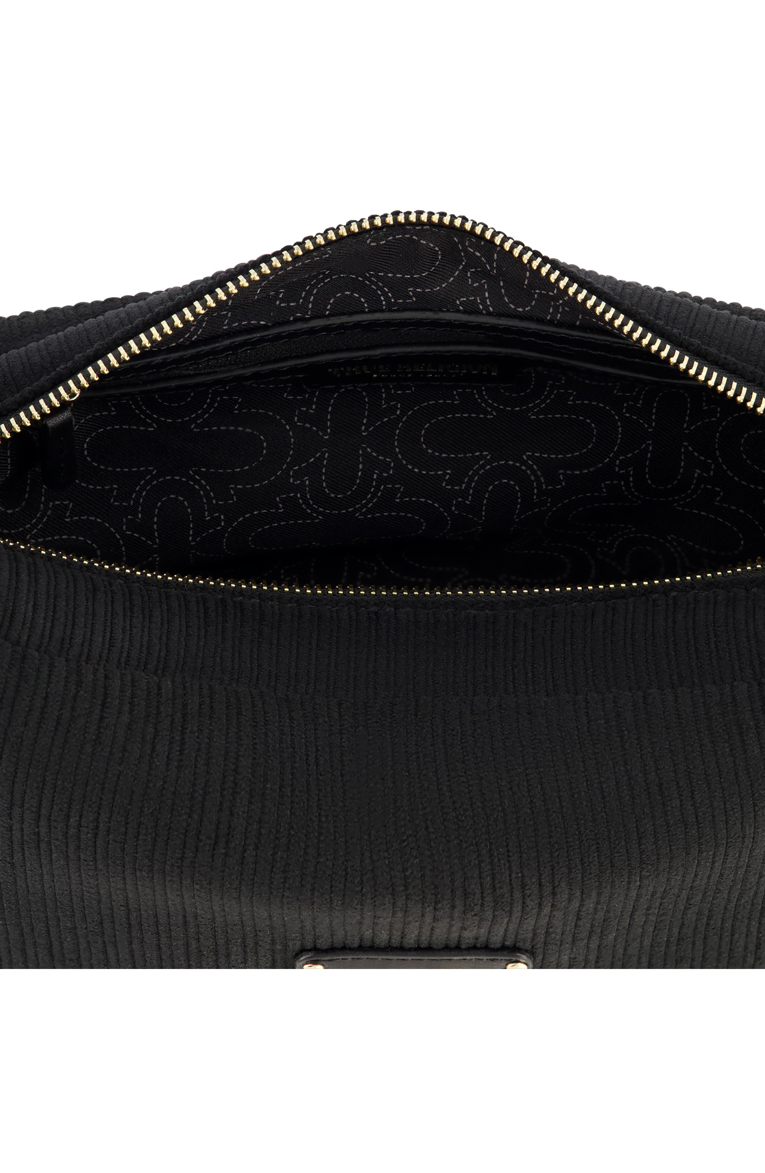 True Religion Brand Jeans Corduroy Chain Shoulder Bag, Alternate, color, Black