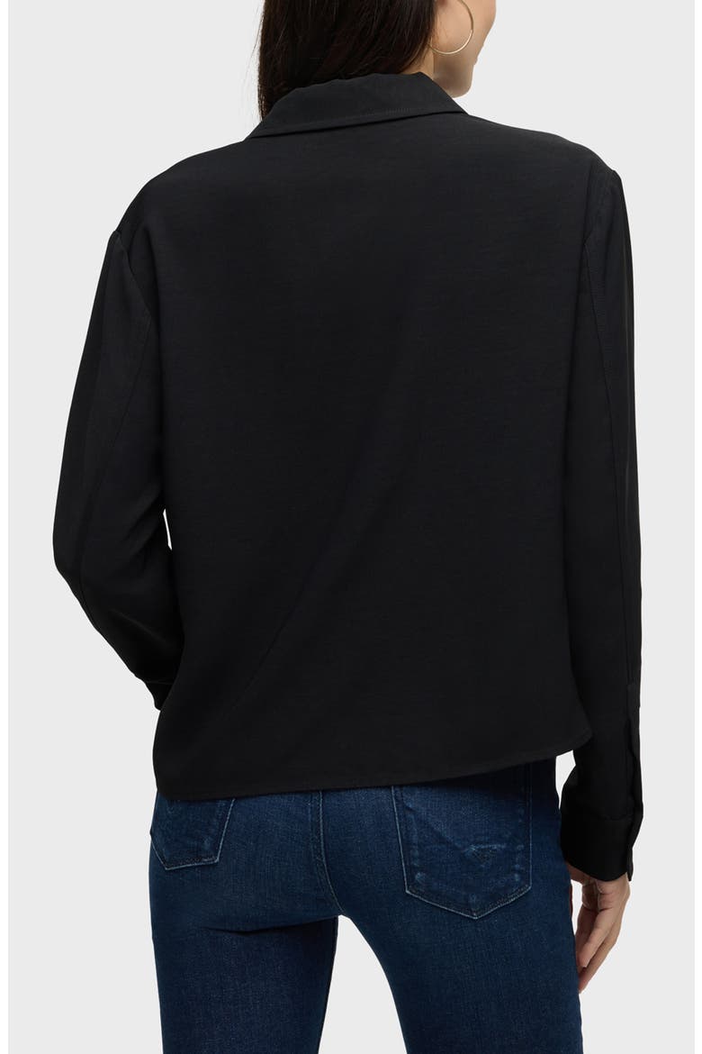 Knot Front Button-Down Shirt, Alternate, color, BLACK