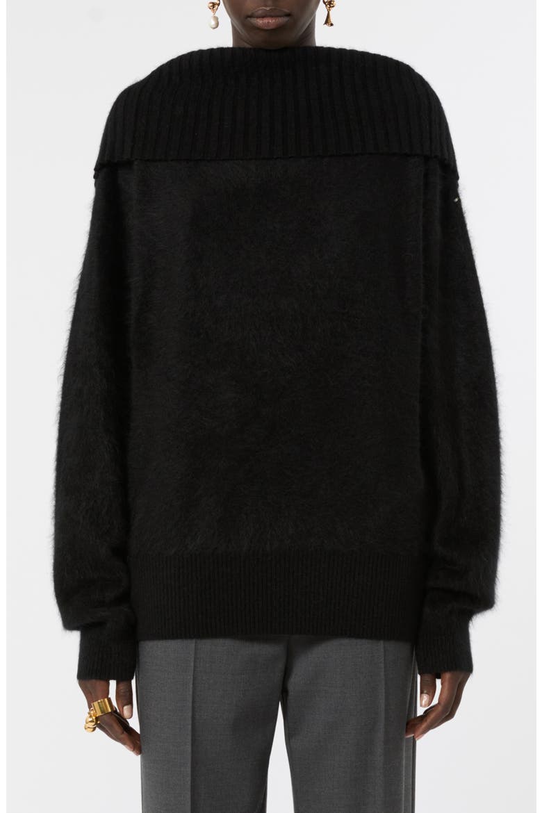 Off the Shoulder Wool Sweater, Main, color, BLACK