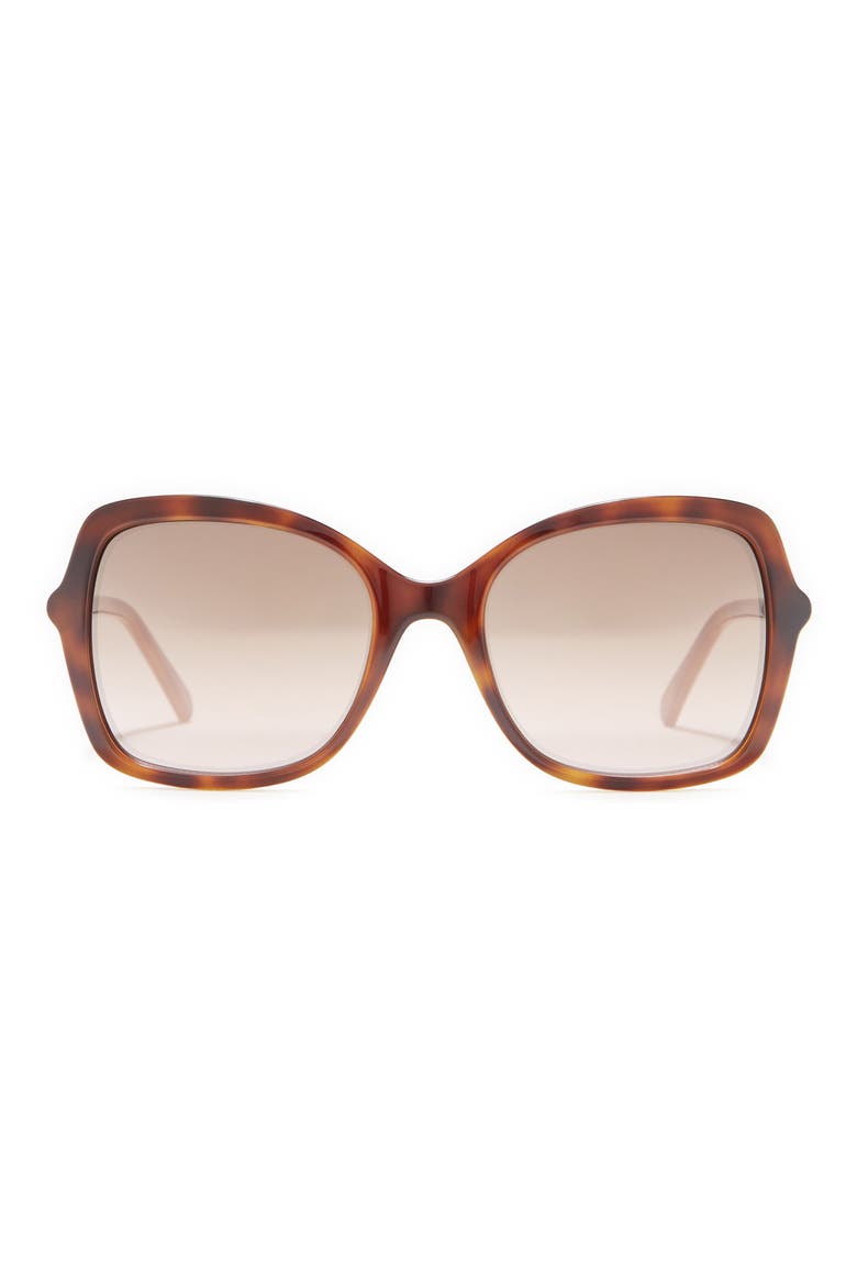 54mm Geometric Sunglasses, Main, color, DARK HAVANA / BROWN MIRROR