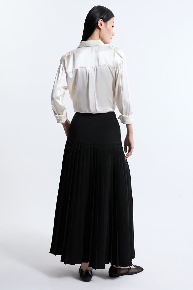 Buckle Detailed Maxi Skirt, Alternate, color, Black