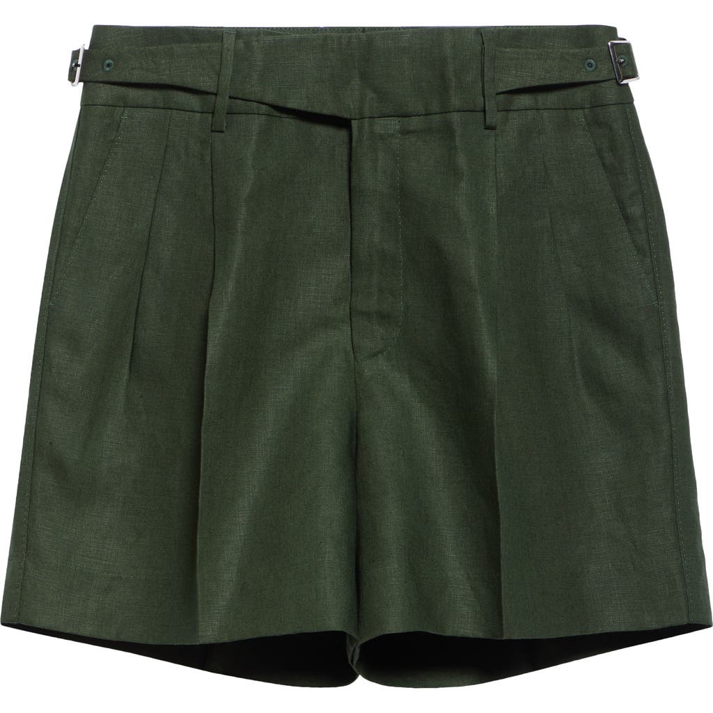Dolce & Gabbana Dolce&gabbana Side Tab Linen Shorts In Green