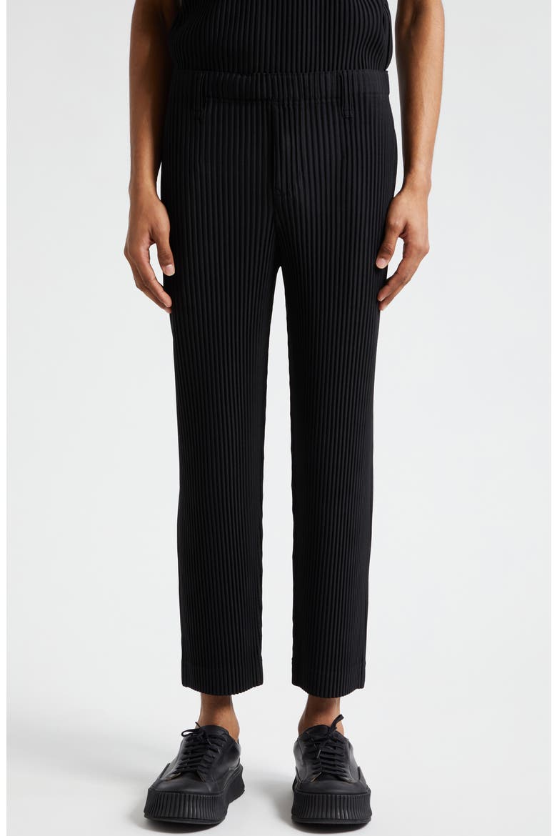 Pleated Pull-On Pants, Main, color, BLACK