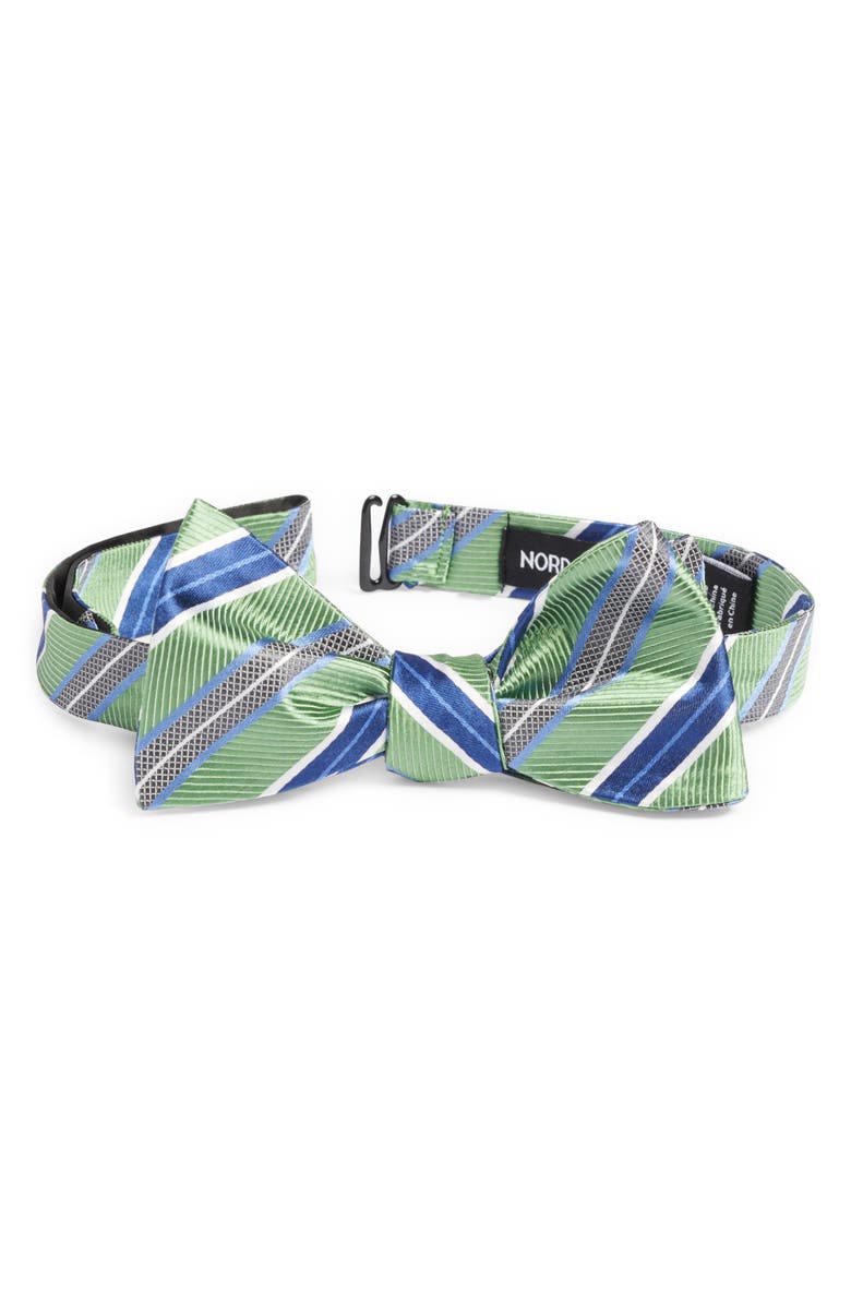 Nordstrom Stripe Silk Pre-Tied Bow Tie, Main, color, Green