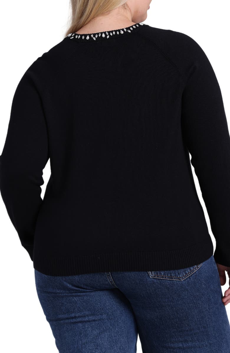 MINNIE ROSE Embellished Cotton & Cashmere Crewneck Sweater, Alternate, color, 