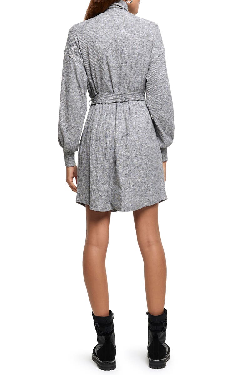 River Island Turtleneck Long Sleeve Thermal Knit Dress, Alternate, color, 