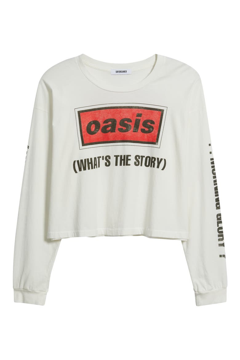 Oasis Long Sleeve Crop Graphic T-Shirt, Alternate, color, VINTAGE WHITE
