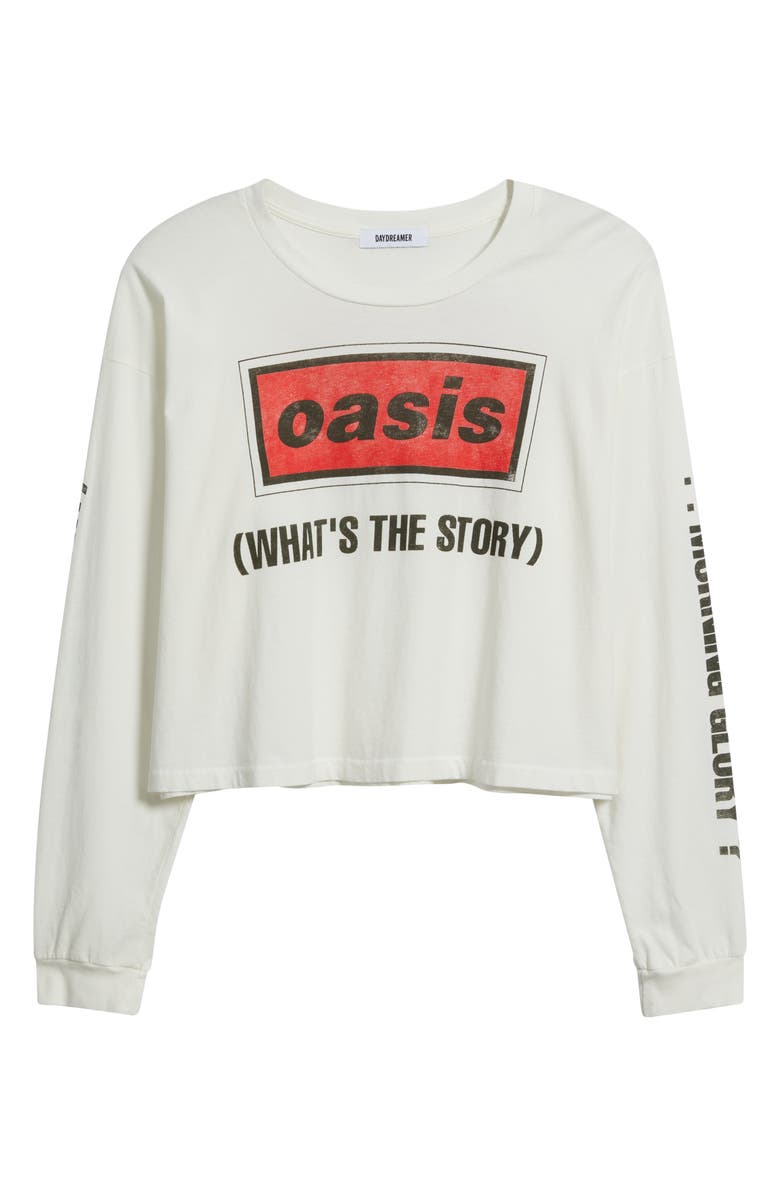 Daydreamer Oasis Long Sleeve Crop Graphic T-Shirt, Alternate, color, Vintage White
