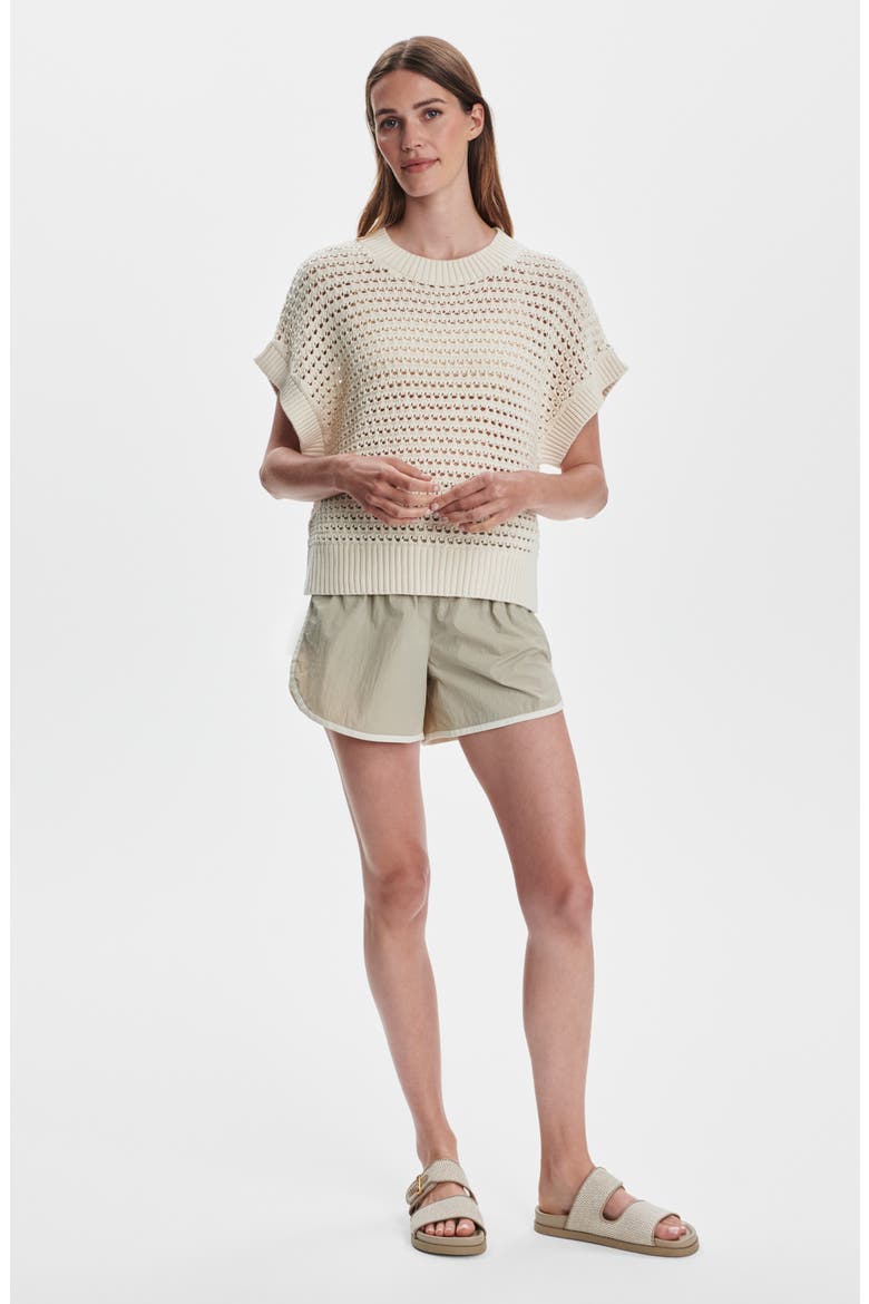 Julianna Open Knit Short Sleeve Sweater, Alternate, color, WHITECAP GREY