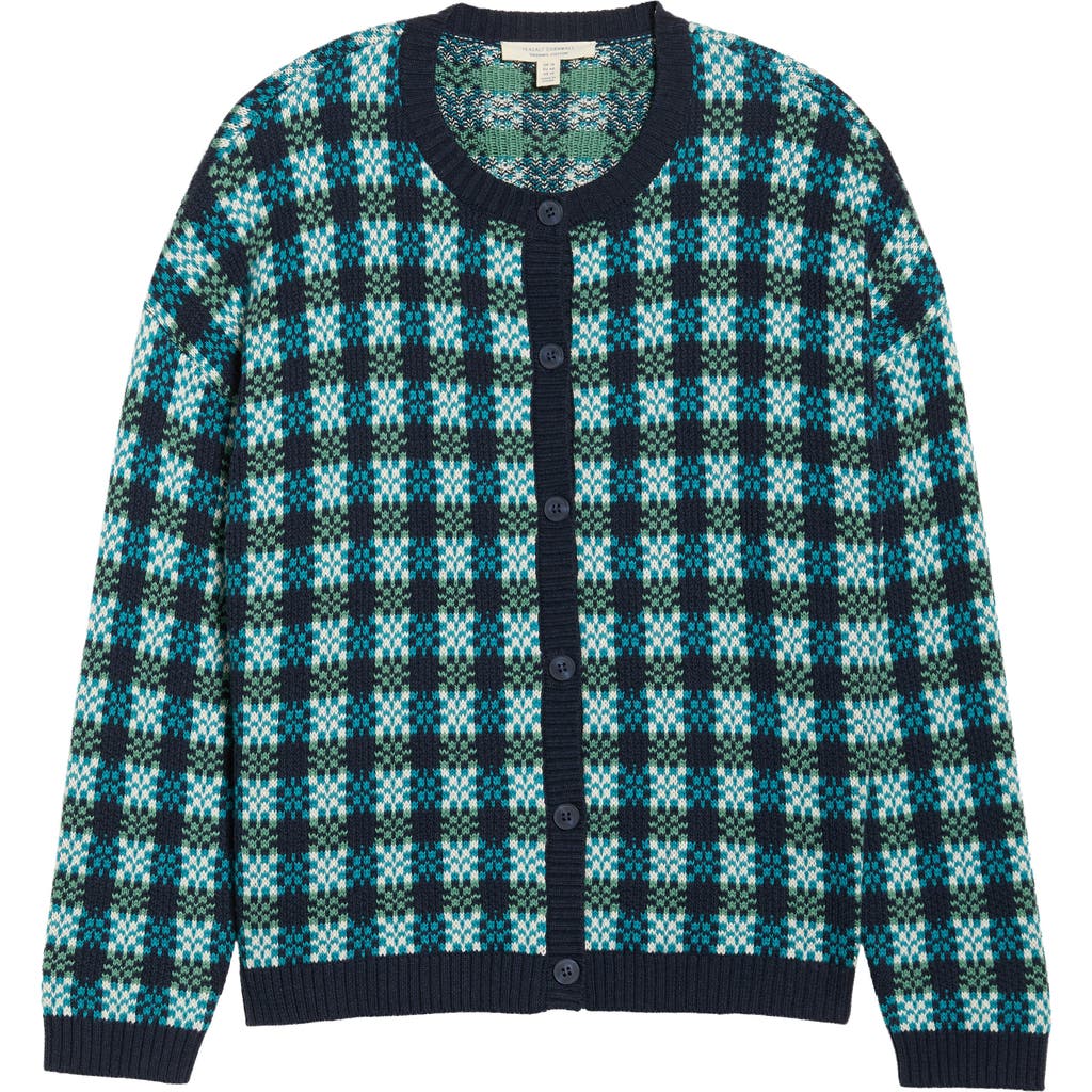 Seasalt Cornwall Kensa Organic Cotton Jacquard Cardigan In Blue