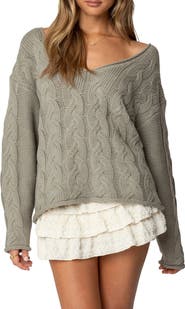 EDIKTED Inga Oversize Cable Knit Sweater