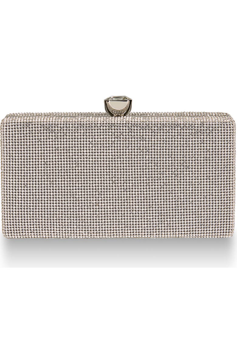 Whiting & Davis Olivia Crystal Top Minaudiere, Main, color, Metallic Silver