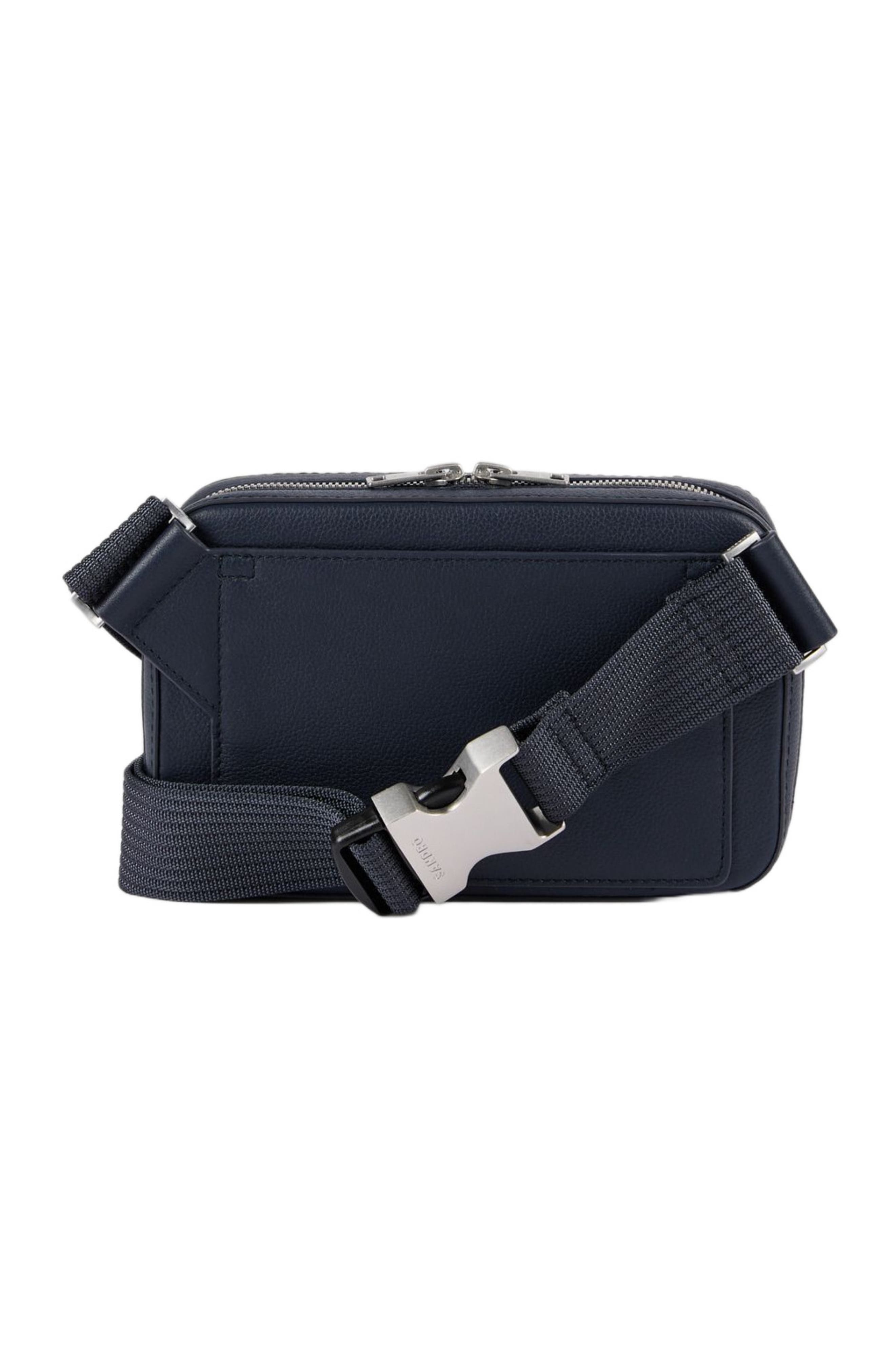 SANDRO Small grained leather bag, Alternate, color, Navy Blue