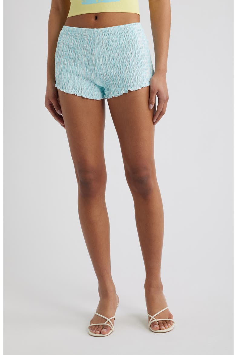 Shirred Micro Shorts, Main, color, PEARL DIVA