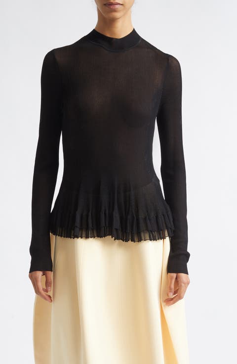 Meritt Ruffle Hem Mock Neck Sweater
