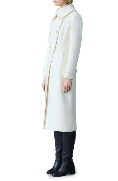 Mackage Elodie Double Breasted Military Maxi Coat In White