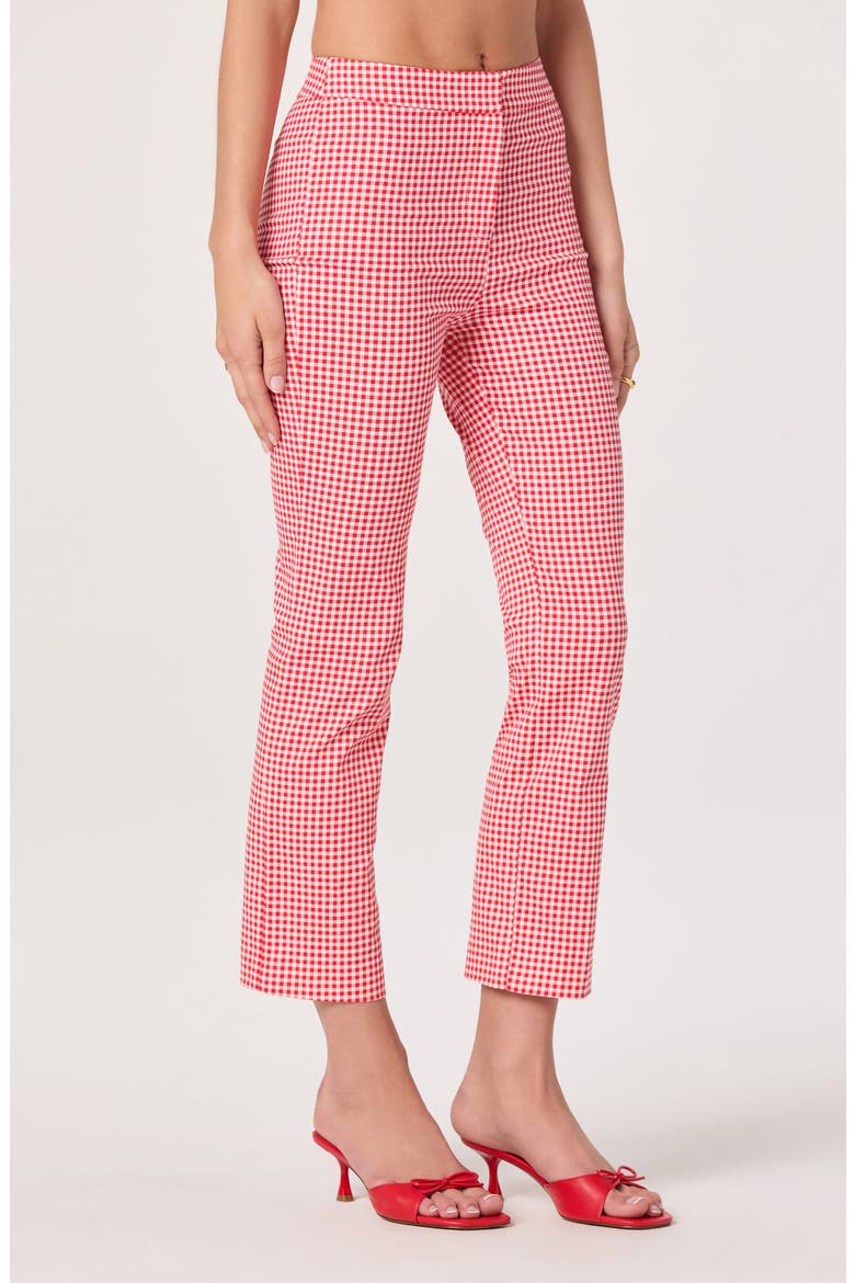 Alma Stretch Cotton Gingham Crop Pants, Alternate, color, RED GINGHAM