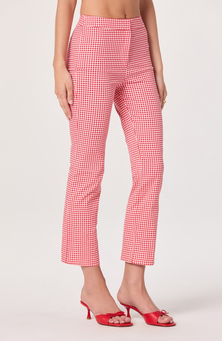 ASTR the Label Alma Stretch Cotton Gingham Crop Pants, Alternate, color, Red Gingham