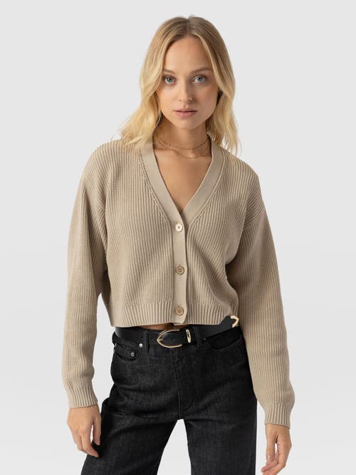 Saint + Sofia Soho Crop Cardigan In Sand