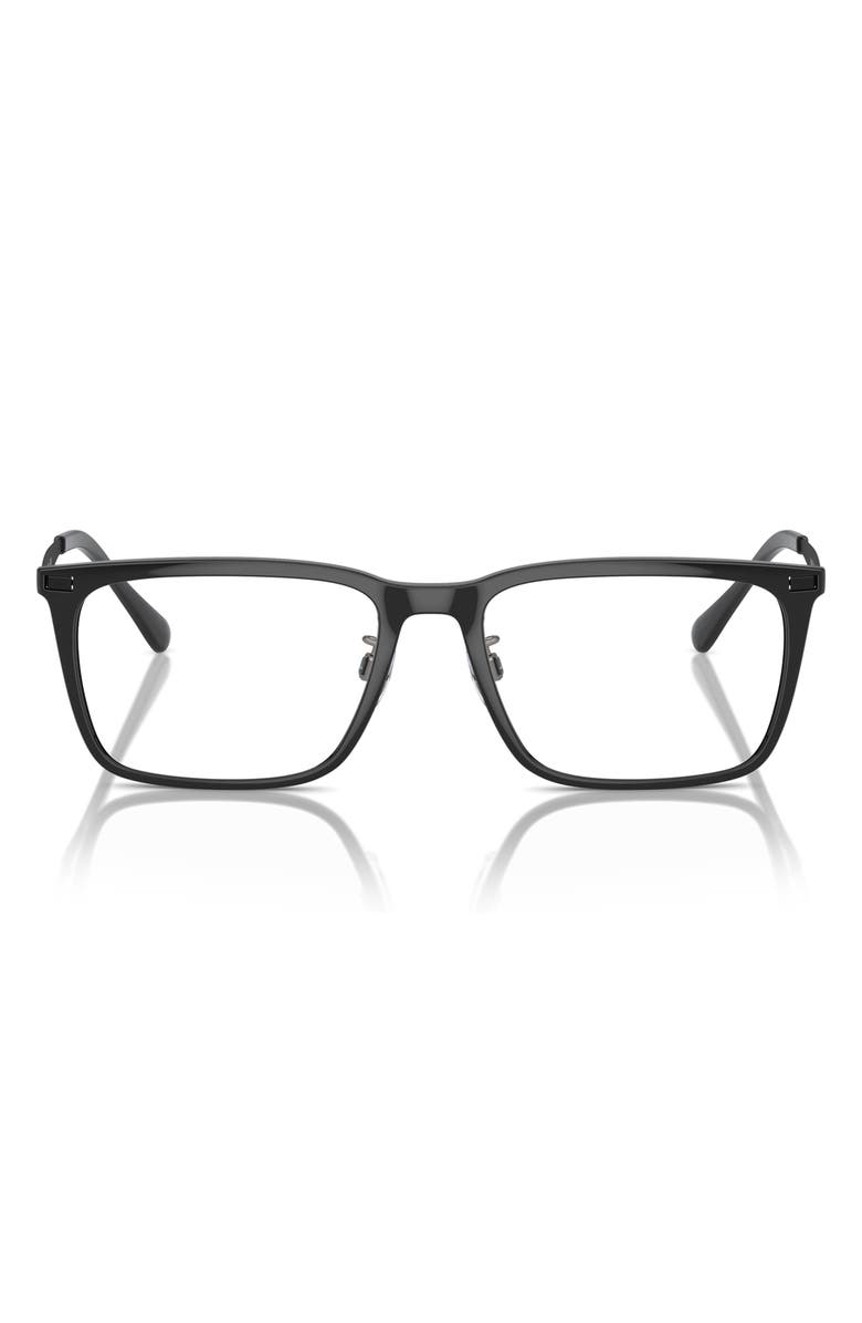 Emporio Armani 55mm Rectangle Optical Glasses, Main, color, Shiny Black / Demo Lens