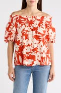 CeCe Floral Off-the-Shoulder Puff Sleeve Top