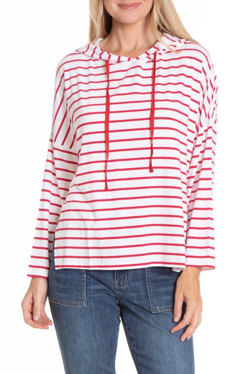 Apny Stripe Side Slit Hoodie In Red/white Stripe