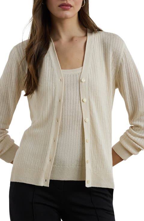 Linen Blend Rib Cardigan
