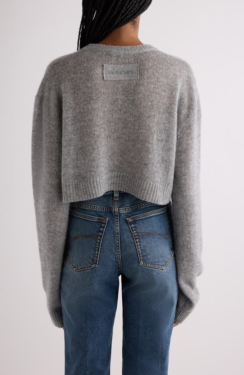 Balenciaga Crop Cashmere Sweater, Alternate, color, 1167 Heather Grey