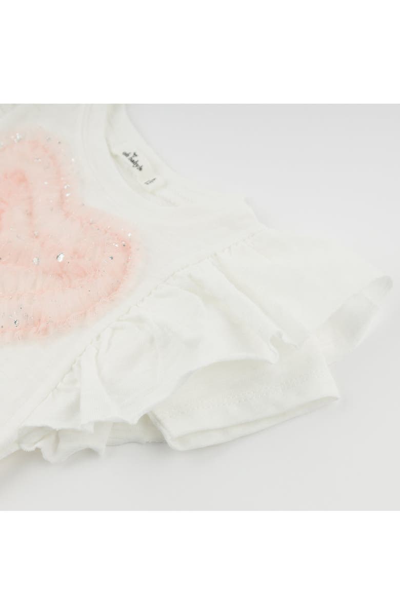 oh baby! Ruffle Heart Pink Silver Tulle Butterfly Tee, Alternate, color, Cream