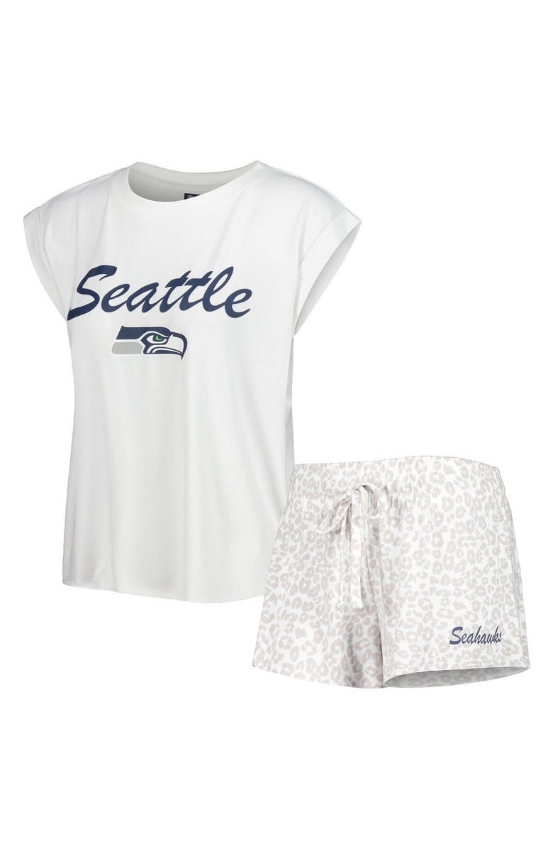 CONCEPTS SPORT Women's Concepts Sport White/Cream Seattle Seahawks Montana Knit T-Shirt & Shorts Sleep Set, Main, color, White