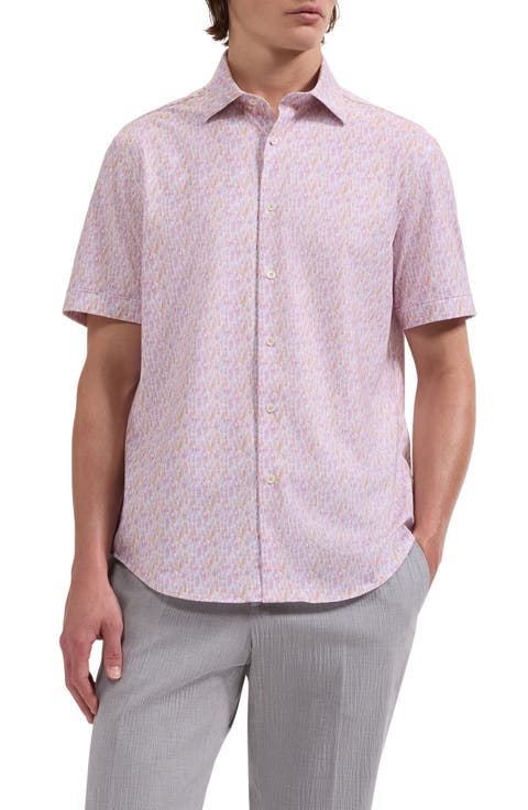 Miles OoohCotton® Watercolor Wine Print Short Sleeve Button-Up Shirt