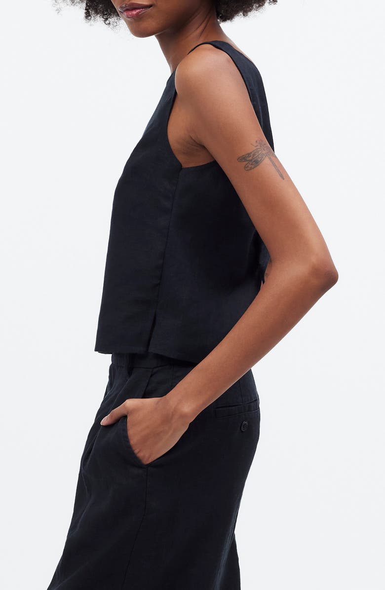 Madewell Tie Back Scoopneck Linen Tank, Alternate, color,