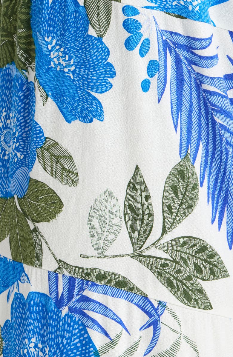 SUGARLIPS Zurie Floral Tovia Smocked Pants, Alternate, color, Wht-Blue-Green