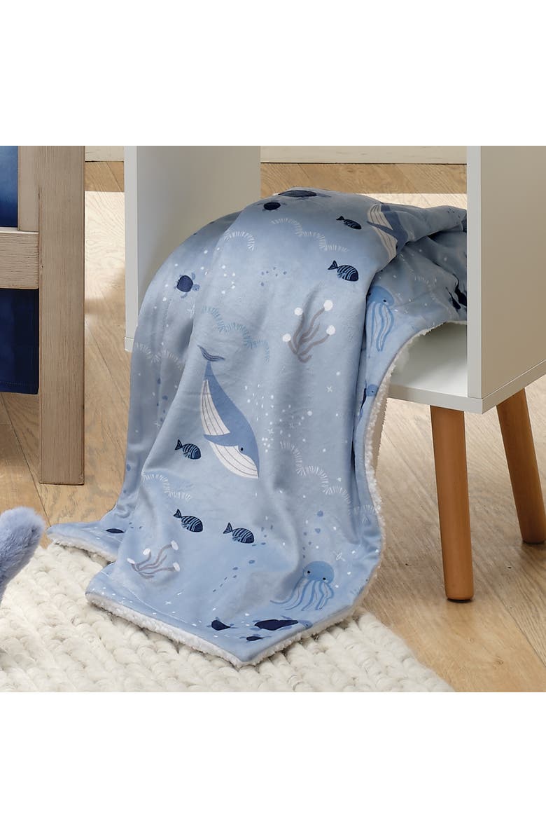 Lambs & Ivy Bubbles & Squirt Ocean/Aquatic Whale Soft Fleece Baby Blanket, Alternate, color, Blue