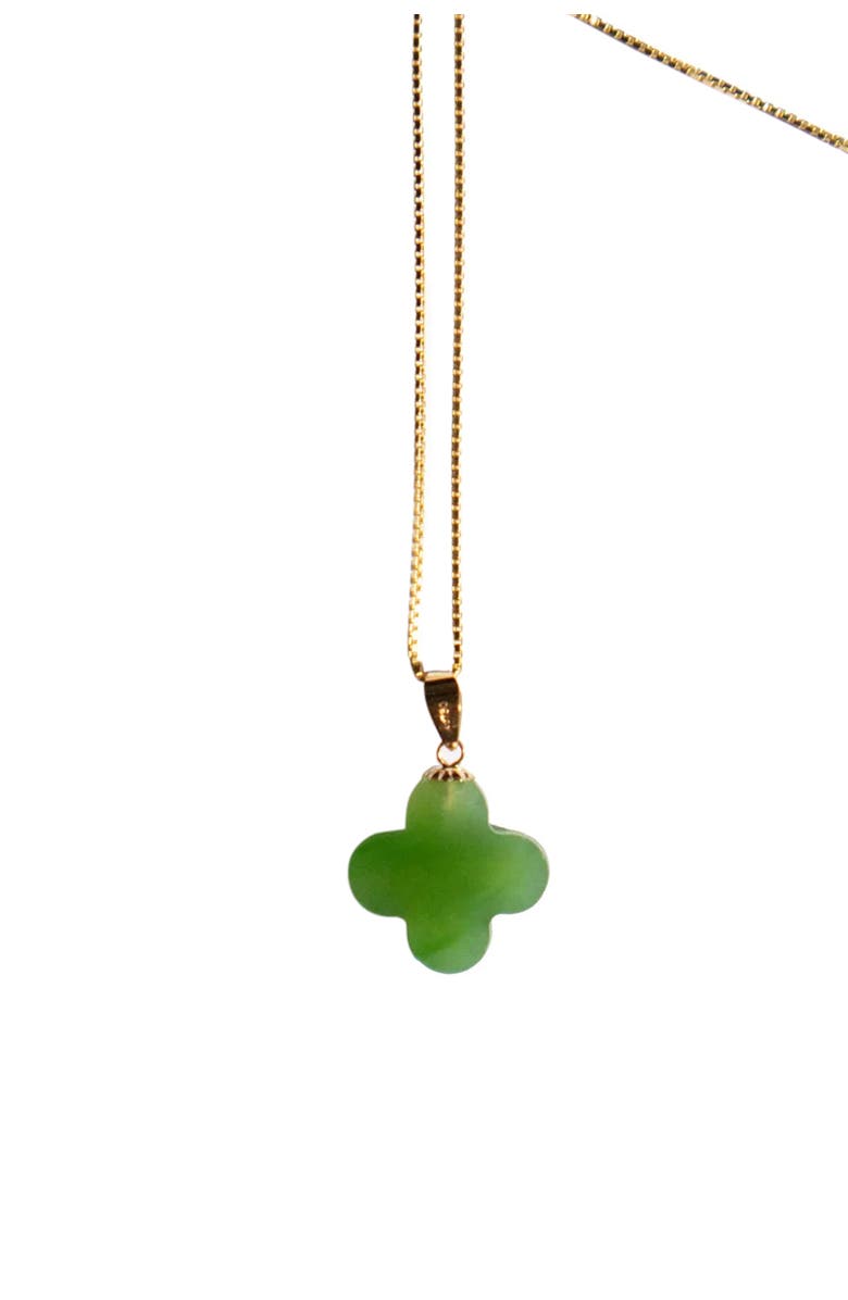 seree Clover Green Jade Pendant Necklace, Main, color, Green