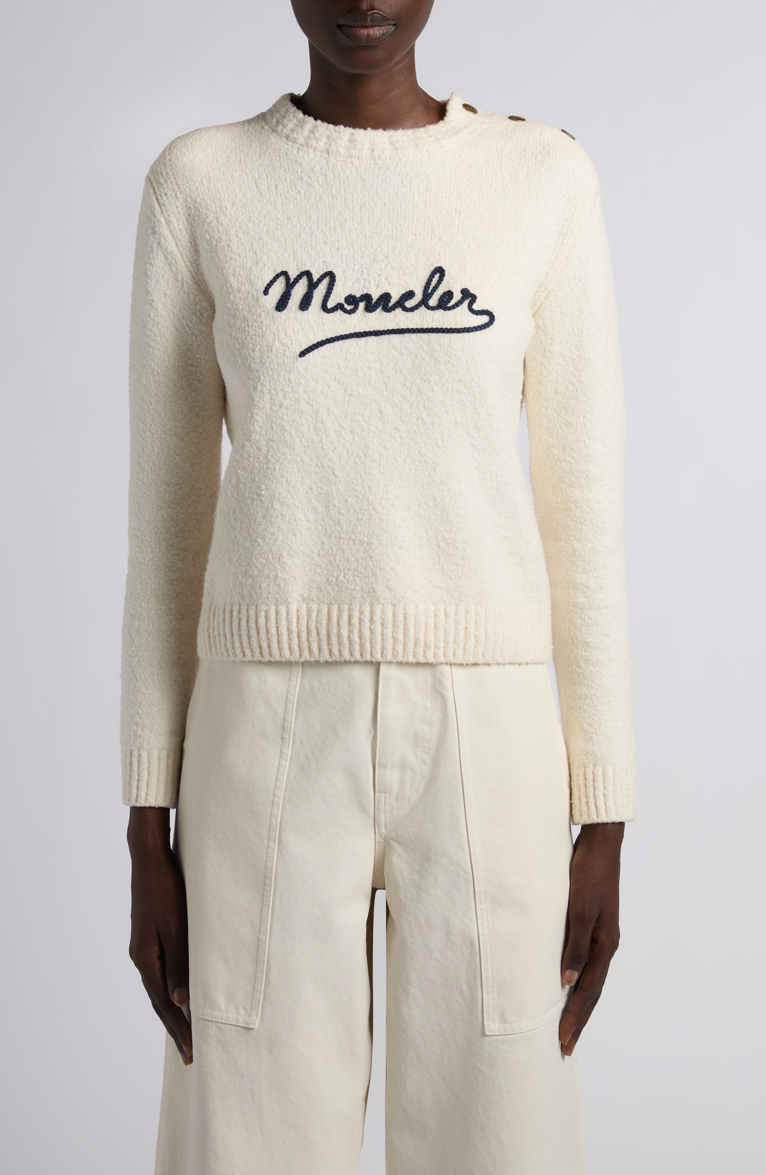 Embroidered Logo Crop Crewneck Sweater