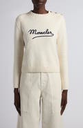 Moncler Embroidered Logo Crop Crewneck Sweater