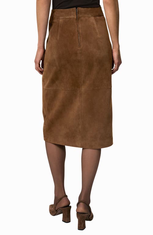 Reiss Miley Goatskin Suede Midi Skirt In Brown