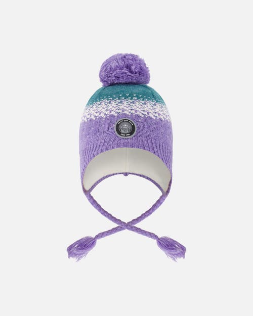 Deux Par Deux Lined Peruvian Knit Hat With Pompom In Multi