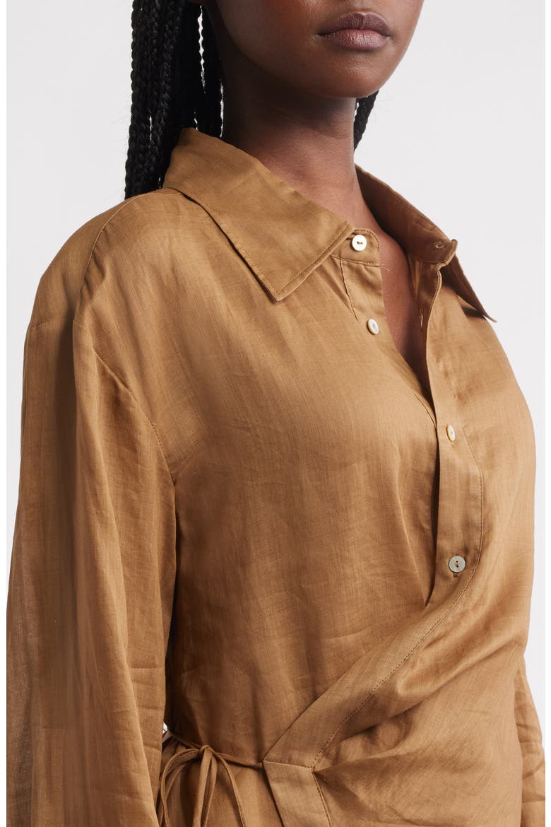 Asymmetric Button-Up Shirt, Alternate, color, BROWN