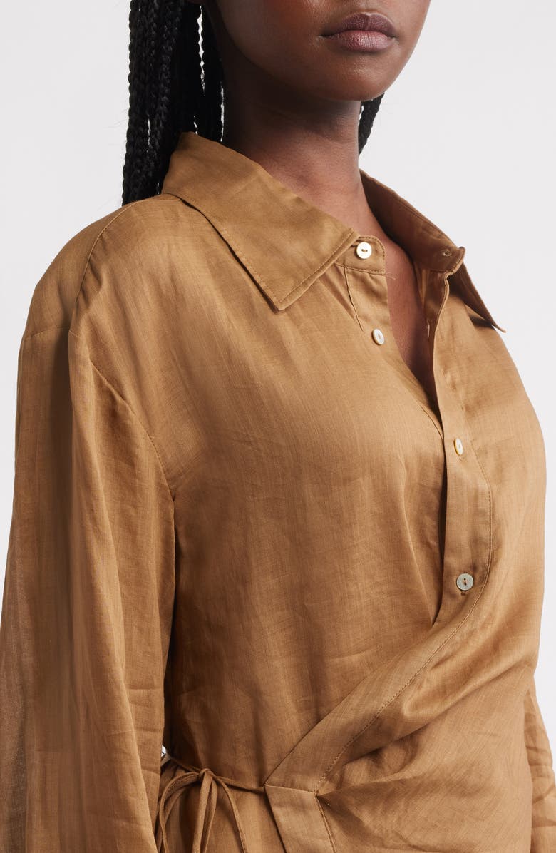 MANGO Asymmetric Button-Up Shirt, Alternate, color, Brown