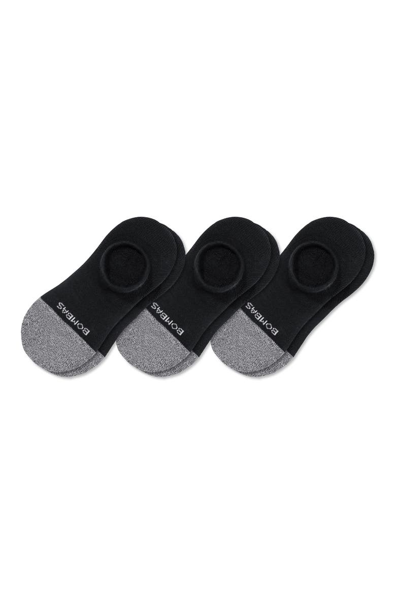 Assorted 3-Pack Cushion No-Show Socks, Main, color, BLACK