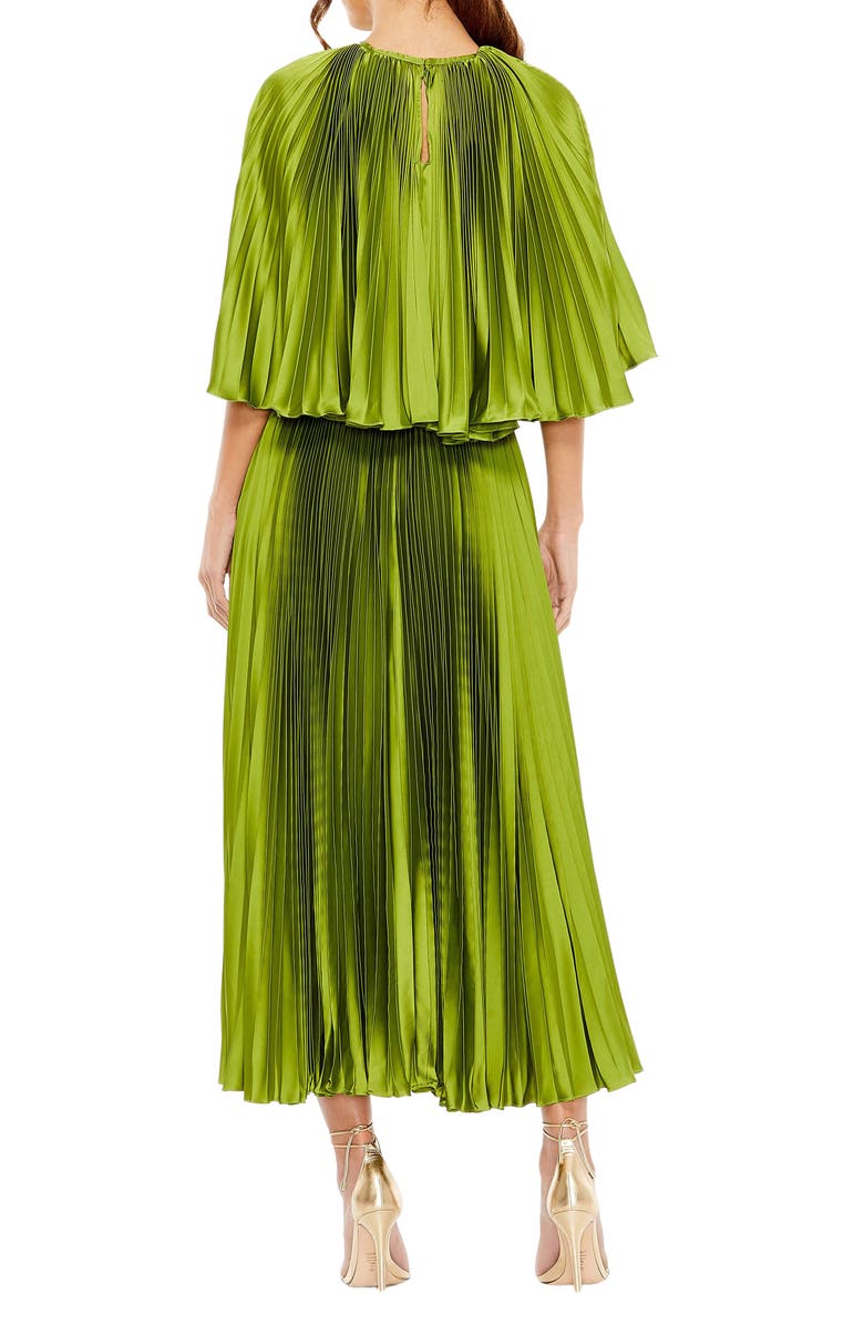 Mac Duggal Pleated Capelet Satin Cocktail Dress, Alternate, color,