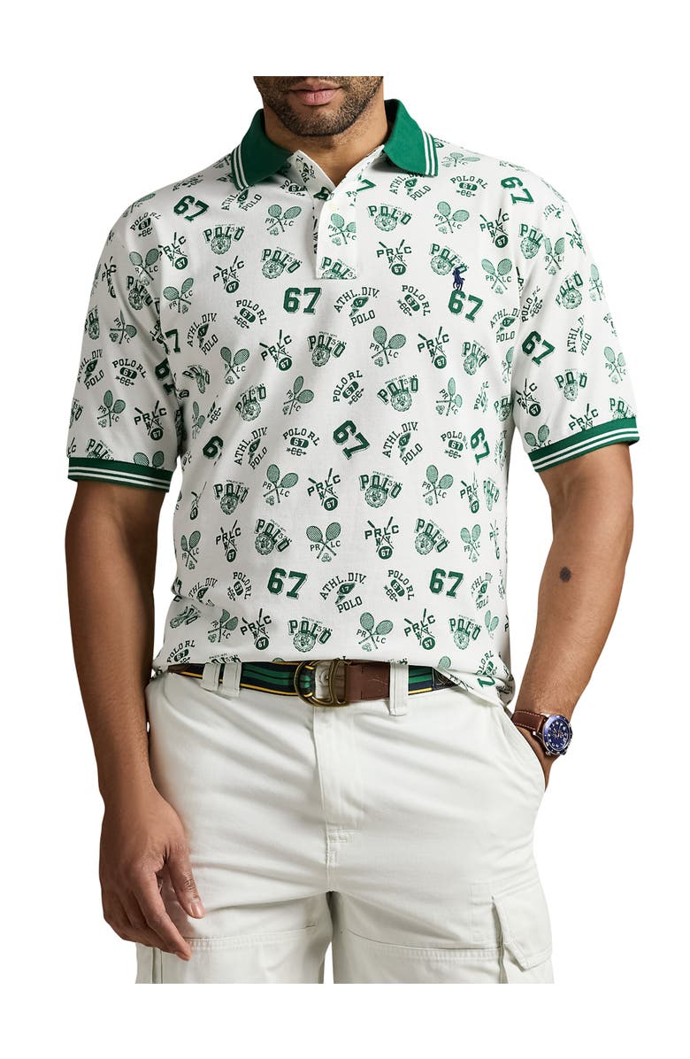 Polo Ralph Lauren Big & Tall Printed Mesh Polo Shirt, Main, color, Athletic White